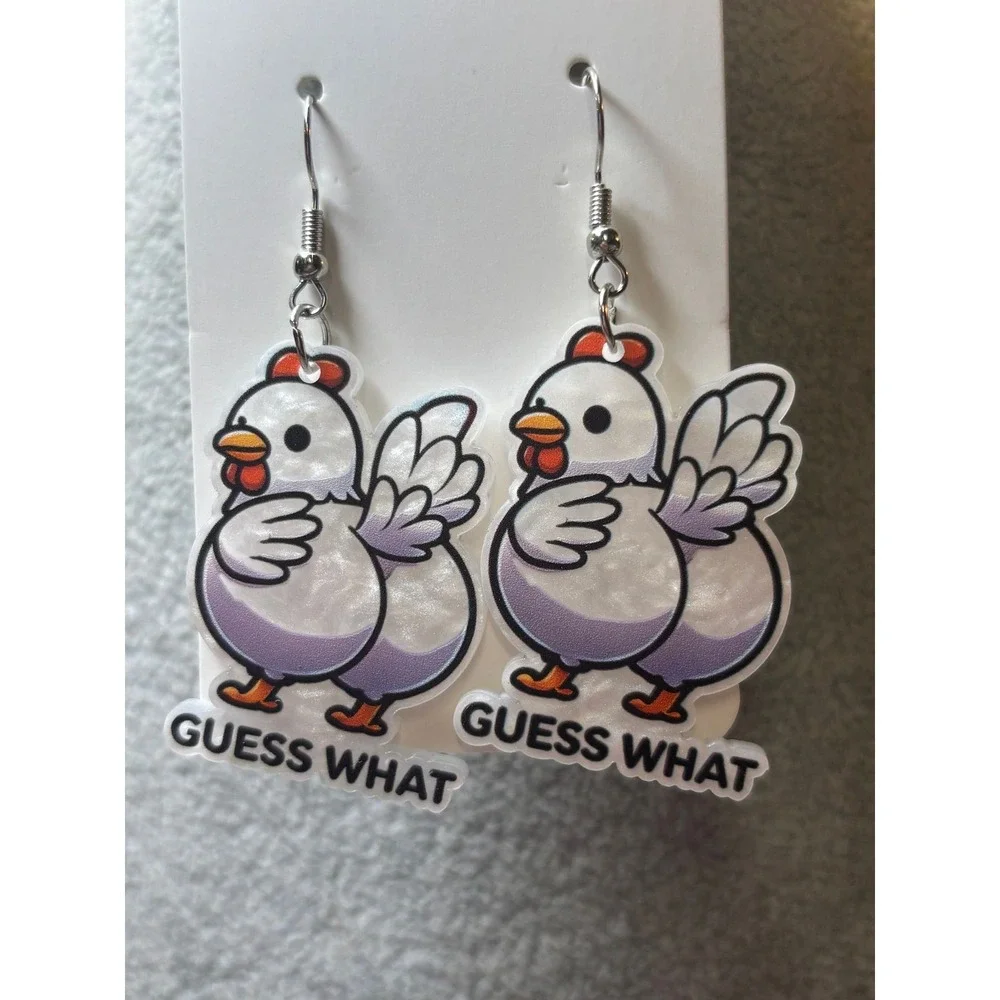 #43. Acrylic Guess What Chicken Earrings